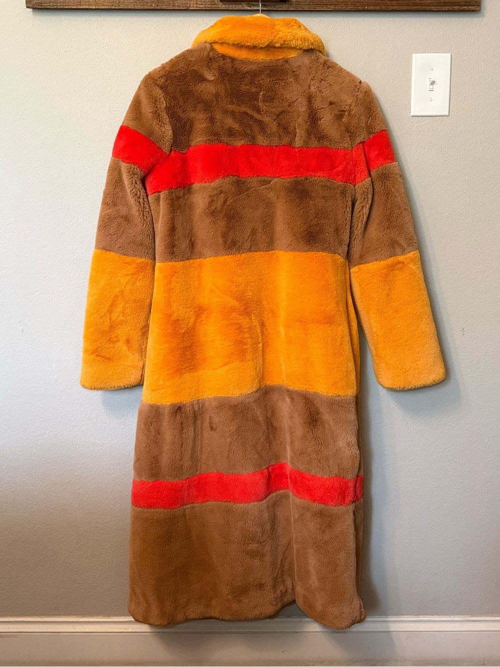 Hutch Colorblock Stripe Faux Fur Coat Size S - Picture 5 of 16